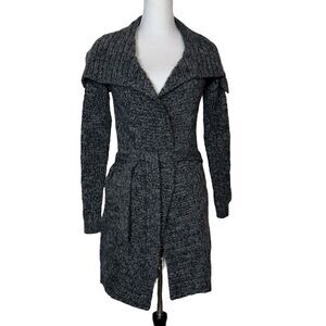 Vintage Esprit Cardigan Coat Chunky Knit Duster XS Belted Wool Alpaca Shawl Y2K